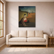 Gallery-wrapped canvas print of Salvador Dali's Portrait De Madame Ducas displayed on a wall in a living room