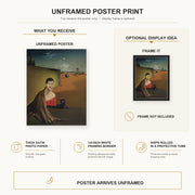 Salvador Dali - Portrait De Madame Ducas poster print size comparison and framing display infographic