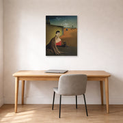 Unframed poster print of Salvador Dali's Portrait De Madame Ducas displayed on a wall in a office