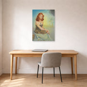 Unframed poster print of Salvador Dali's Portrait of Eunice Gardiner displayed on a wall in a office