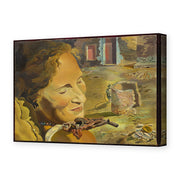 Salvador Dali's 'Portrait of Gala with Two Lamb Chops in Equilibrium Upon Her Shoulder' painting reproduced as a gallery-wrapped canvas print