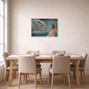Gallery-wrapped canvas print of Salvador Dali's Portrait of Madame Ann Green and Her Son displayed on a wall in a dining room