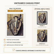 Salvador Dali - Portrait of My Sister canvas print size comparison and framing display infographic