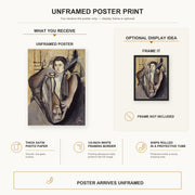 Salvador Dali - Portrait of My Sister poster print size comparison and framing display infographic