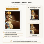 Salvador Dali - Portrait of Picasso canvas print size comparison and framing display infographic