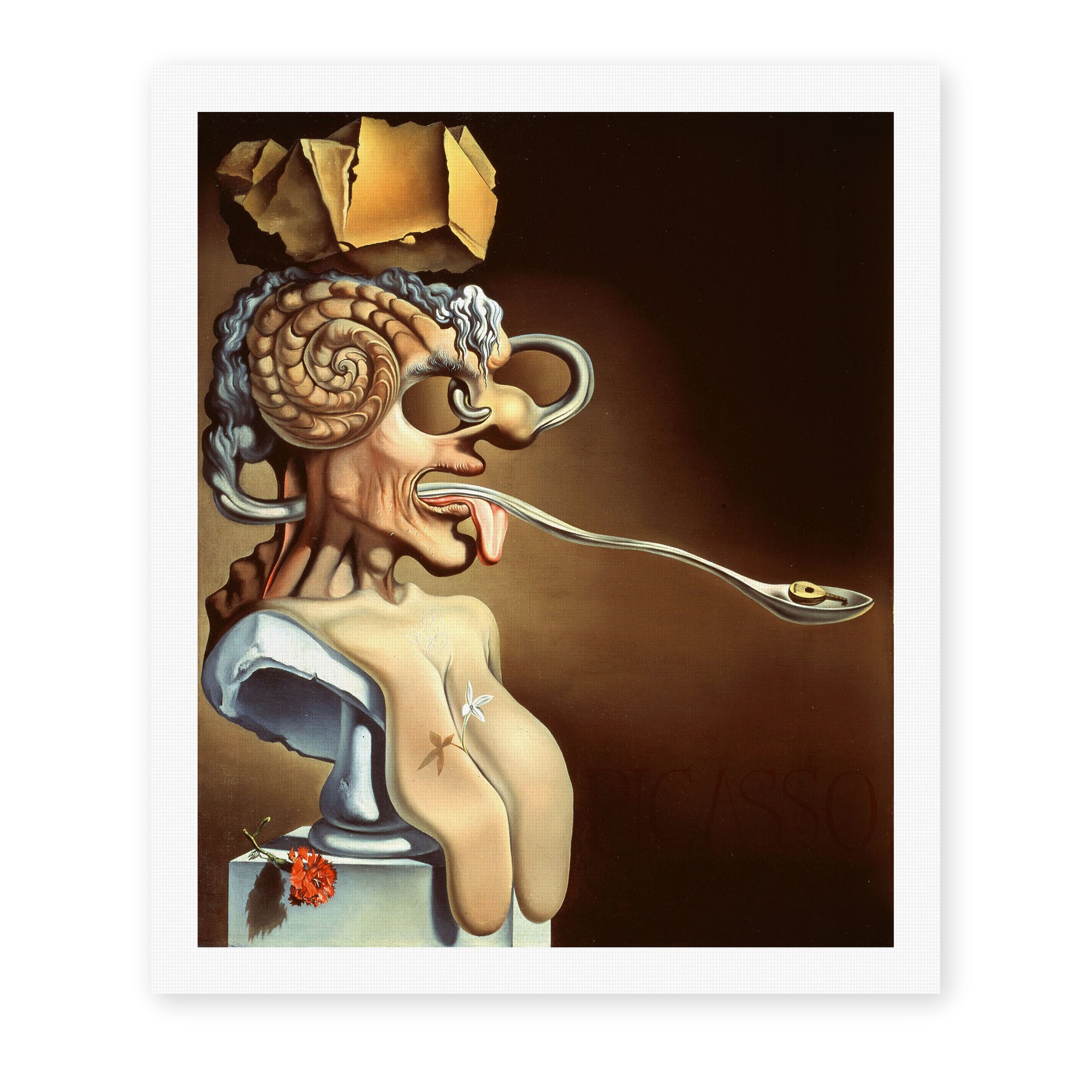 Salvador Dali's 'Portrait of Picasso' painting reproduced as a rolled canvas print