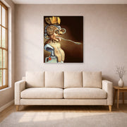Gallery-wrapped canvas print of Salvador Dali's Portrait of Picasso displayed on a wall in a living room