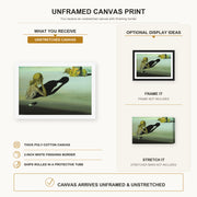 Salvador Dali - Remorse or Sphinx Embedded in the Sand canvas print size comparison and framing display infographic