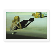 Salvador Dali's 'Remorse or Sphinx Embedded in the Sand' painting reproduced as a rolled canvas print