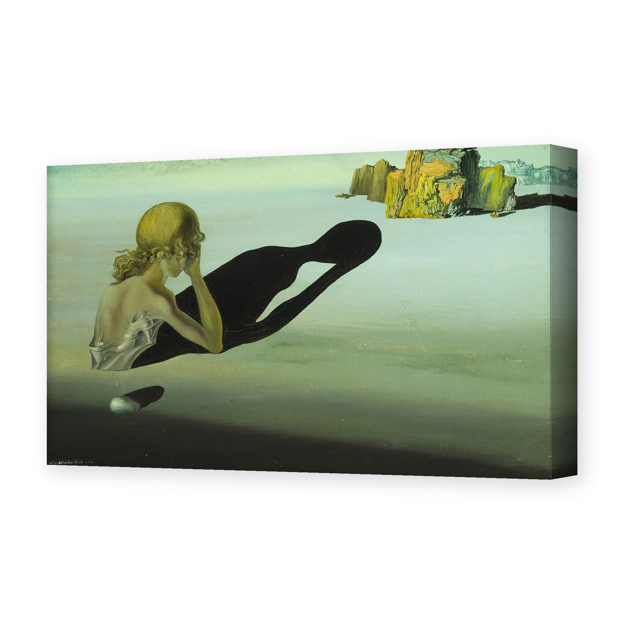 Salvador Dali's 'Remorse or Sphinx Embedded in the Sand' painting reproduced as a gallery-wrapped canvas print