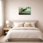 Gallery-wrapped canvas print of Salvador Dali's Remorse or Sphinx Embedded in the Sand displayed on a wall in a bedroom