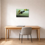 Gallery-wrapped canvas print of Salvador Dali's Remorse or Sphinx Embedded in the Sand displayed on a wall in a office