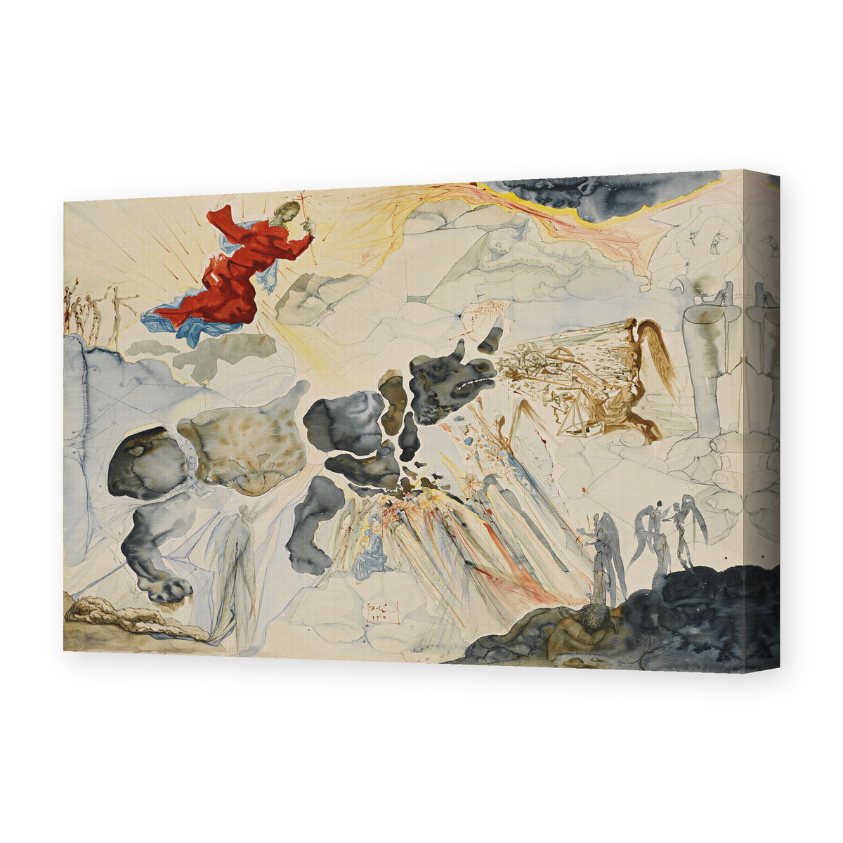 Salvador Dali's 'Rhinoceros En Desintegration' painting reproduced as a gallery-wrapped canvas print