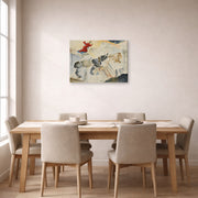 Gallery-wrapped canvas print of Salvador Dali's Rhinoceros En Desintegration displayed on a wall in a dining room