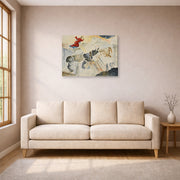 Gallery-wrapped canvas print of Salvador Dali's Rhinoceros En Desintegration displayed on a wall in a living room