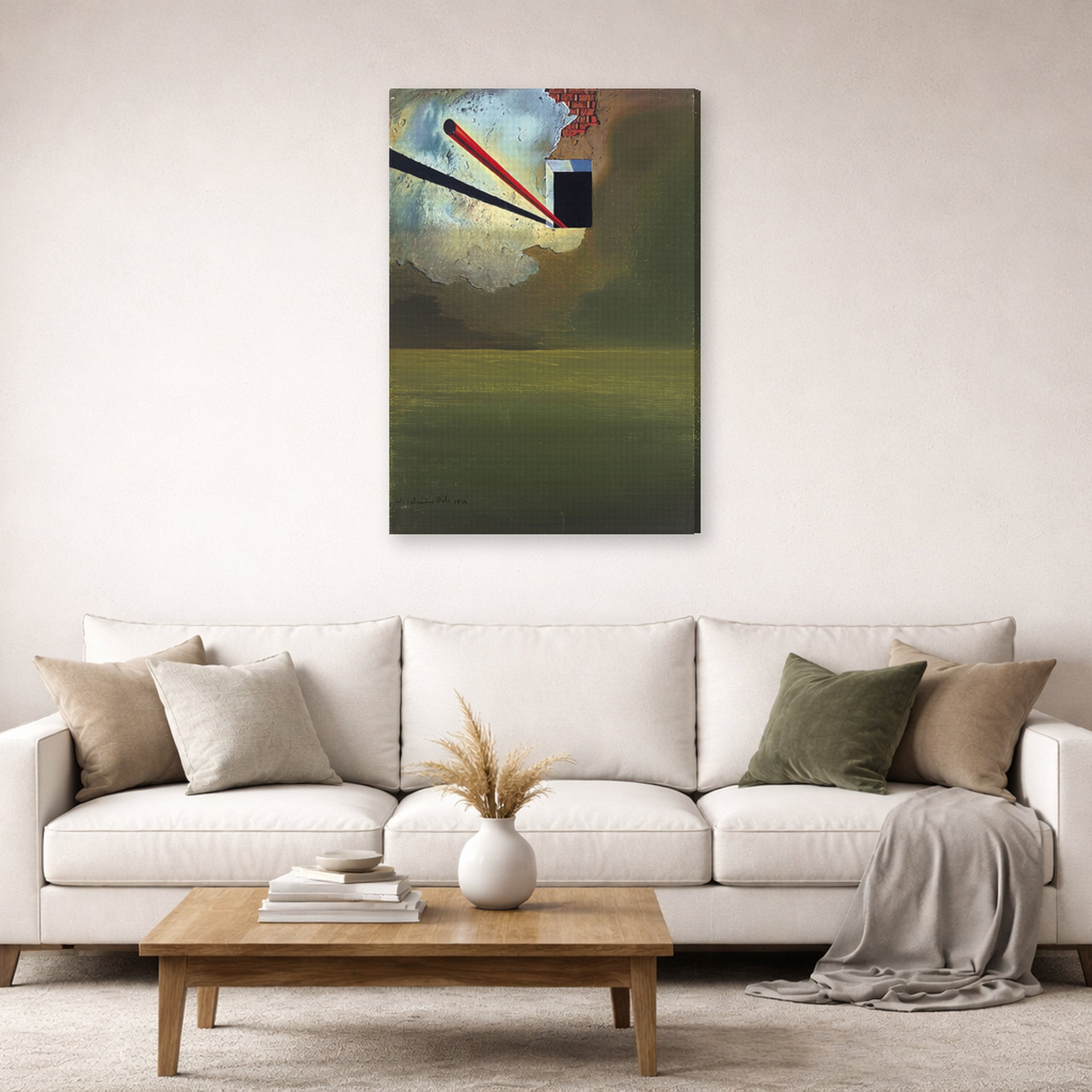 Gallery-wrapped canvas print of Salvador Dali's Sans Titre displayed on a wall in a living room