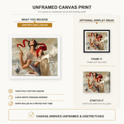 Salvador Dali - Self Portrait canvas print size comparison and framing display infographic