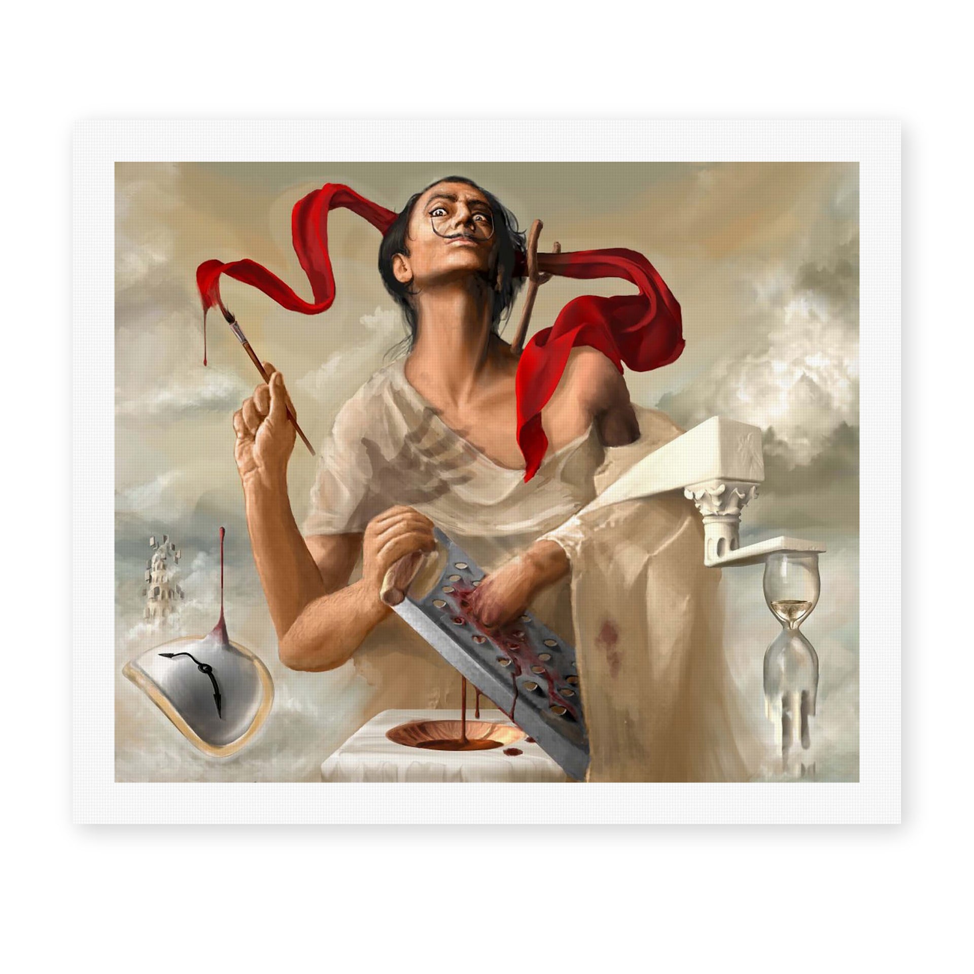 Salvador Dali's 'Self Portrait' painting reproduced as a rolled canvas print