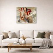 Gallery-wrapped canvas print of Salvador Dali's Self Portrait displayed on a wall in a living room