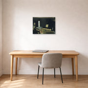 Unframed poster print of Salvador Dali's Six Images of Lenin on a Piano displayed on a wall in a office
