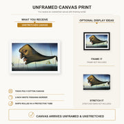Salvador Dali - Sleep canvas print size comparison and framing display infographic