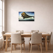 Gallery-wrapped canvas print of Salvador Dali's Sleep displayed on a wall in a dining room