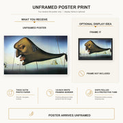 Salvador Dali - Sleep poster print size comparison and framing display infographic