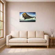 Unframed poster print of Salvador Dali's Sleep displayed on a wall in a living room