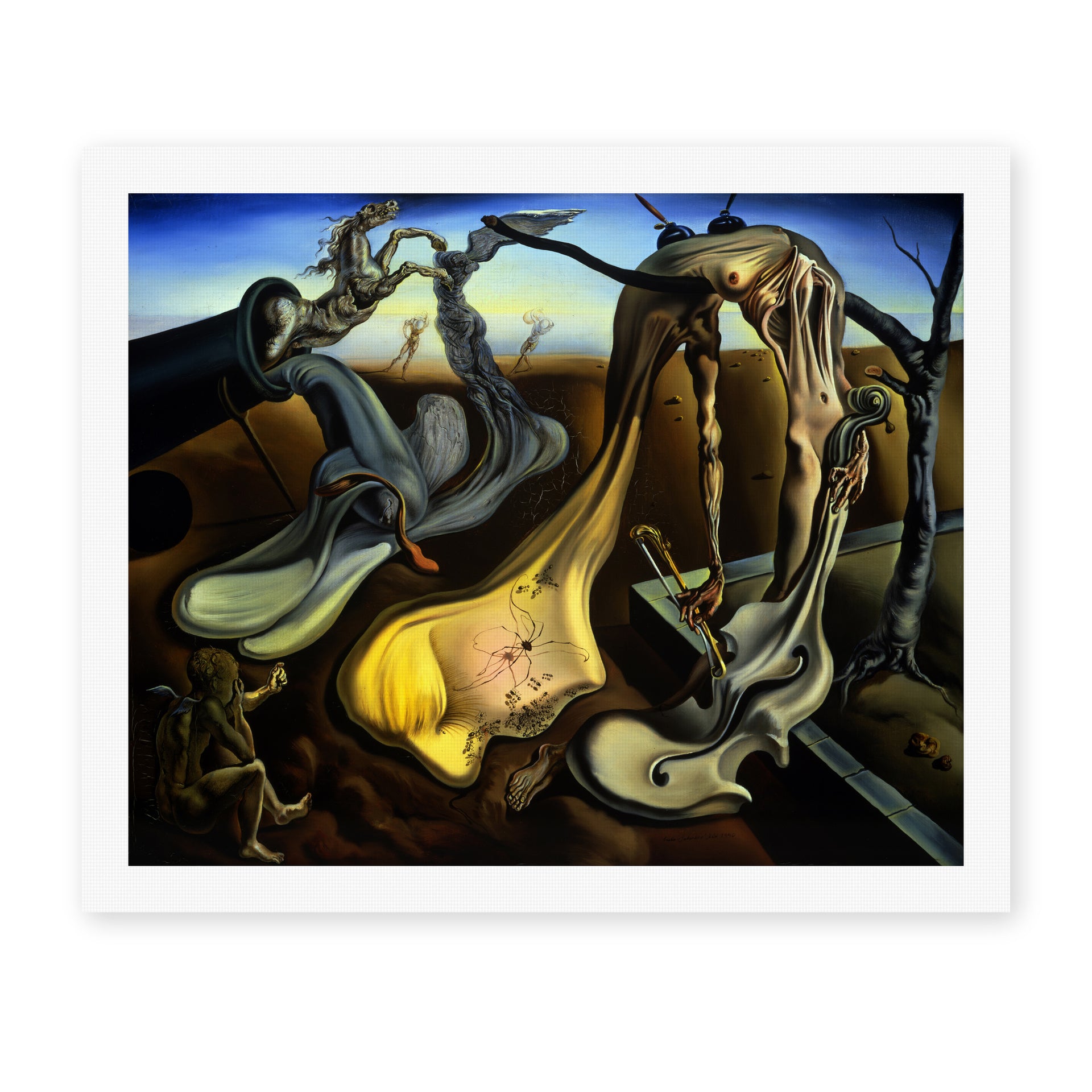Salvador Dali's 'Spider of the Evening' painting reproduced as a rolled canvas print