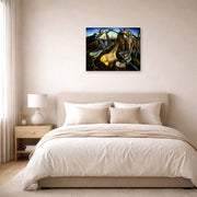 Gallery-wrapped canvas print of Salvador Dali's Spider of the Evening displayed on a wall in a bedroom