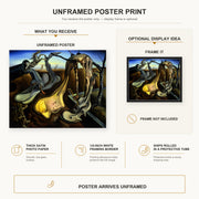 Salvador Dali - Spider of the Evening poster print size comparison and framing display infographic