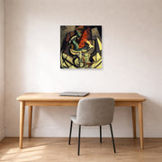 Unframed poster print of Salvador Dali's Still Life displayed on a wall in a office