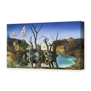 Salvador Dali's 'Swans Reflecting Elephants' painting reproduced as a gallery-wrapped canvas print