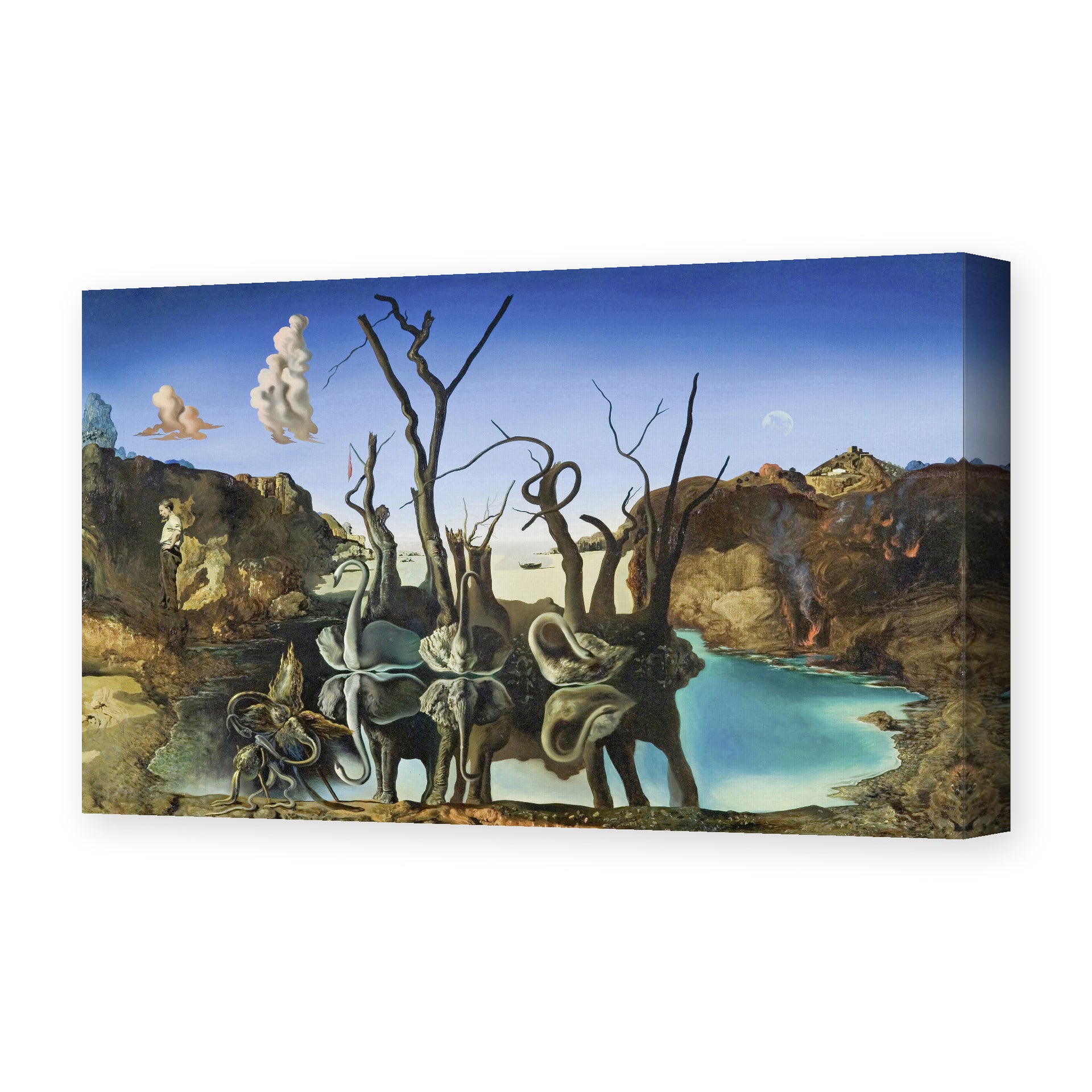 Salvador Dali's 'Swans Reflecting Elephants' painting reproduced as a gallery-wrapped canvas print