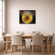 Gallery-wrapped canvas print of Salvador Dali's Ascension of Christ displayed on a wall in a dining room