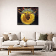 Gallery-wrapped canvas print of Salvador Dali's Ascension of Christ displayed on a wall in a living room