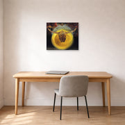 Unframed poster print of Salvador Dali's Ascension of Christ displayed on a wall in a office