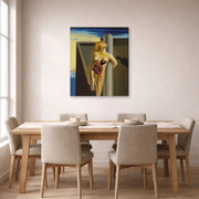 Gallery-wrapped canvas print of Salvador Dali's Bleeding Roses displayed on a wall in a dining room