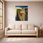 Unframed poster print of Salvador Dali's Bleeding Roses displayed on a wall in a living room