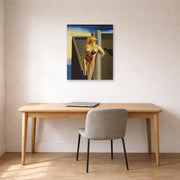 Unframed poster print of Salvador Dali's Bleeding Roses displayed on a wall in a office