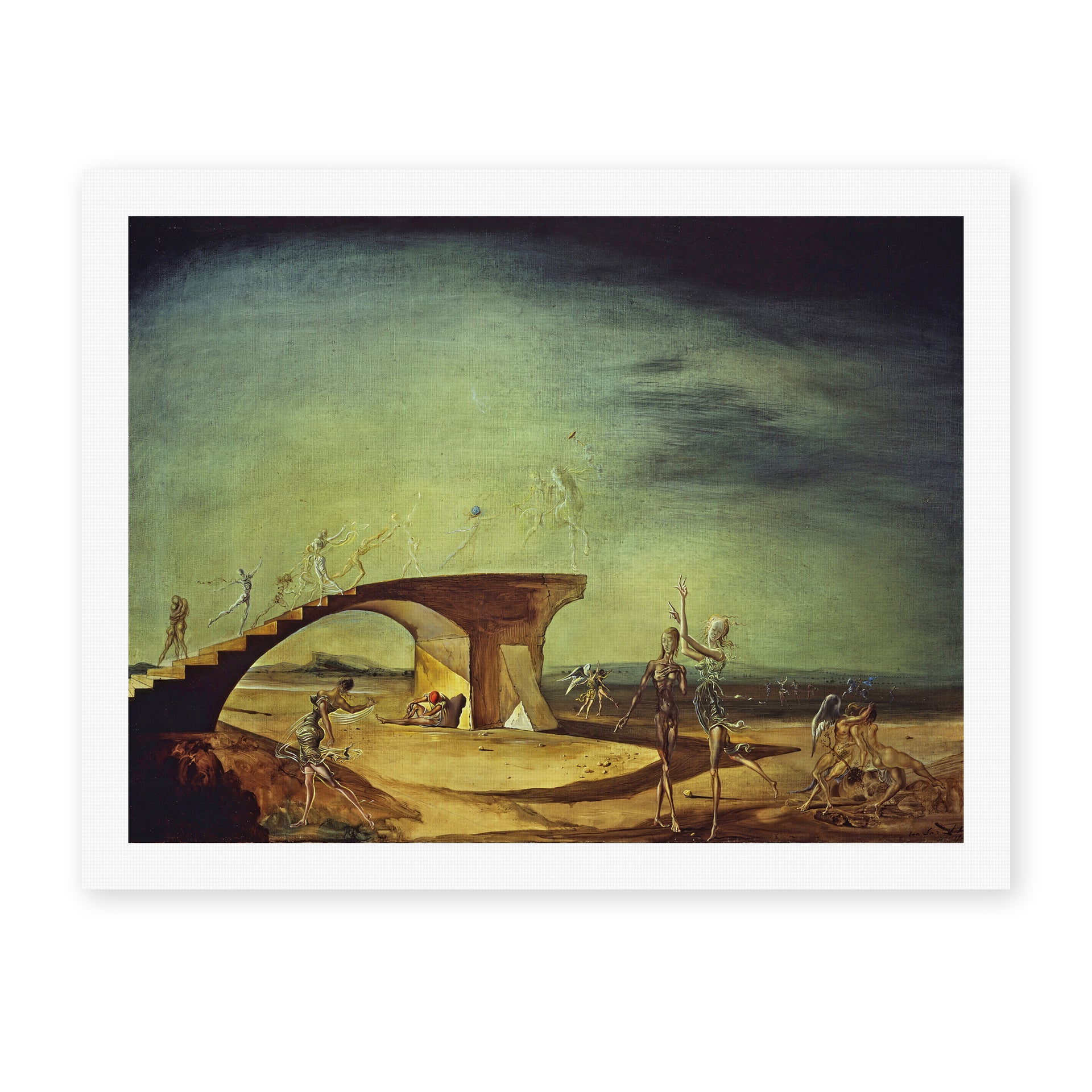 Salvador Dali's 'Broken Bridge and the Dream' painting reproduced as a rolled canvas print