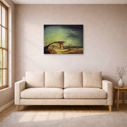 Gallery-wrapped canvas print of Salvador Dali's Broken Bridge and the Dream displayed on a wall in a living room