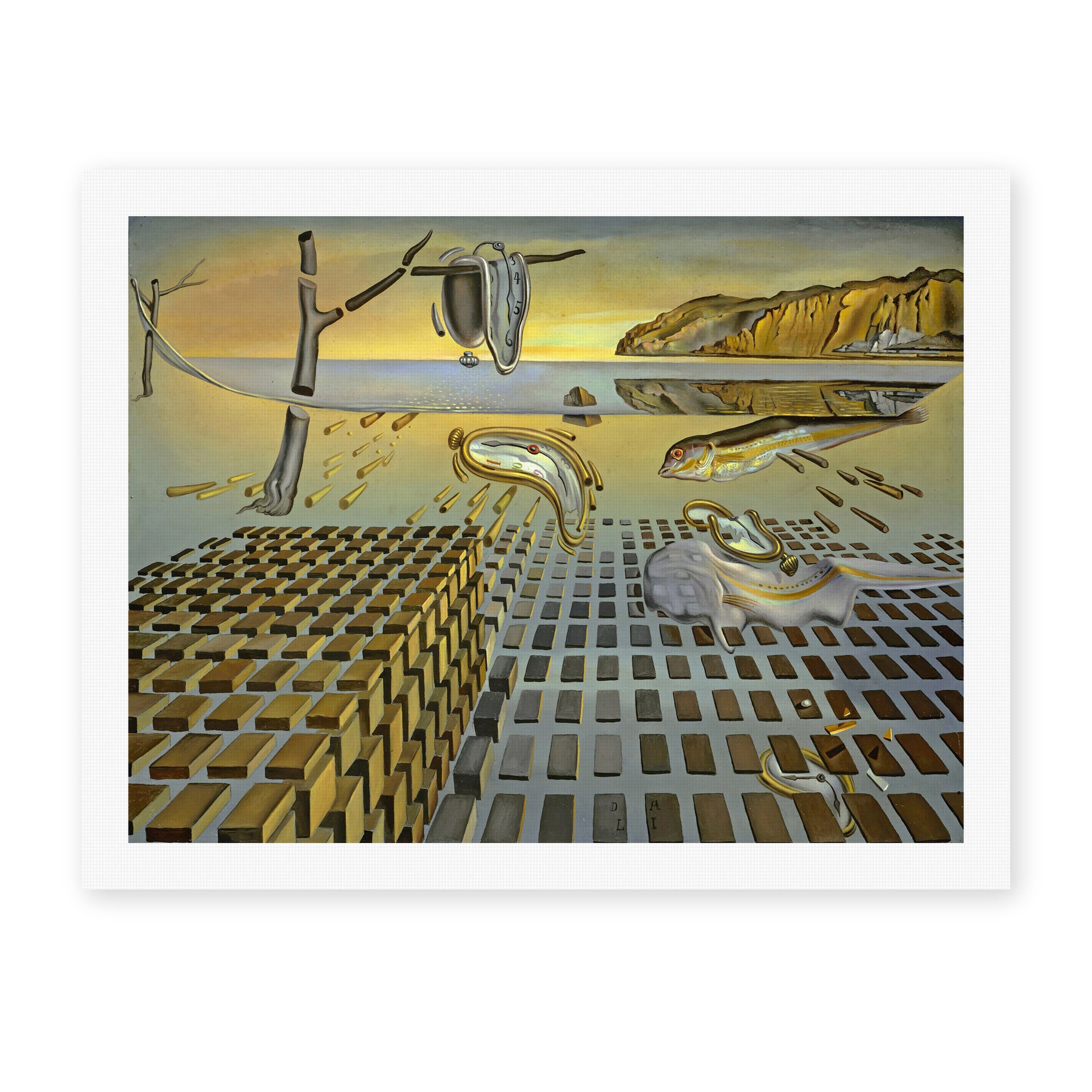 Salvador Dali's 'The Disintegration of the Persistence of Memory' painting reproduced as a rolled canvas print
