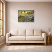 Gallery-wrapped canvas print of Salvador Dali's The Disintegration of the Persistence of Memory displayed on a wall in a living room