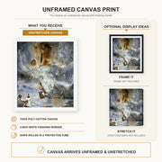 Salvador Dali - Ecumenical Council canvas print size comparison and framing display infographic