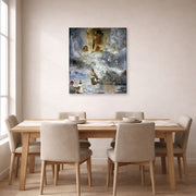 Gallery-wrapped canvas print of Salvador Dali's Ecumenical Council displayed on a wall in a dining room
