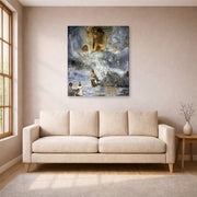 Gallery-wrapped canvas print of Salvador Dali's Ecumenical Council displayed on a wall in a living room