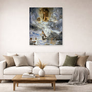 Gallery-wrapped canvas print of Salvador Dali's Ecumenical Council displayed on a wall in a living room