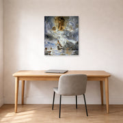 Gallery-wrapped canvas print of Salvador Dali's Ecumenical Council displayed on a wall in a office