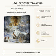 Salvador Dali - Ecumenical Council gallery wrap canvas construction and hanging details infographic